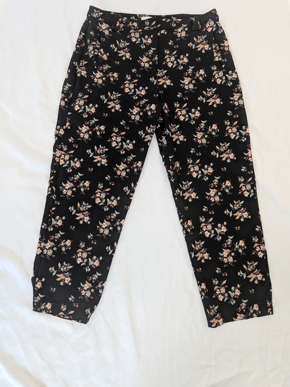 Leith Black Floral Print Trousers